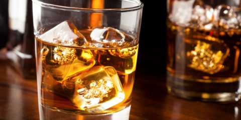 Golden Brown Whisky on the rocks